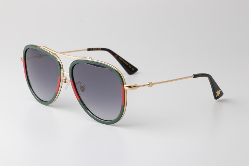 GG0062S Sunglasses Green Gold Gradient Gray